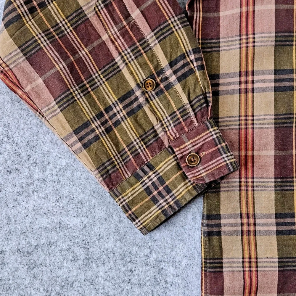 Polo Ralph Lauren Men's Classic Fit Linen Silk Plaid Twill Button-Down Shirt XL